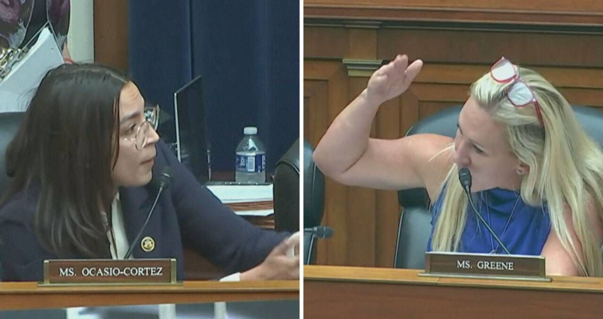 Marjorie Taylor Greene and Alexandria Ocasio-Cortez fight during House hearing