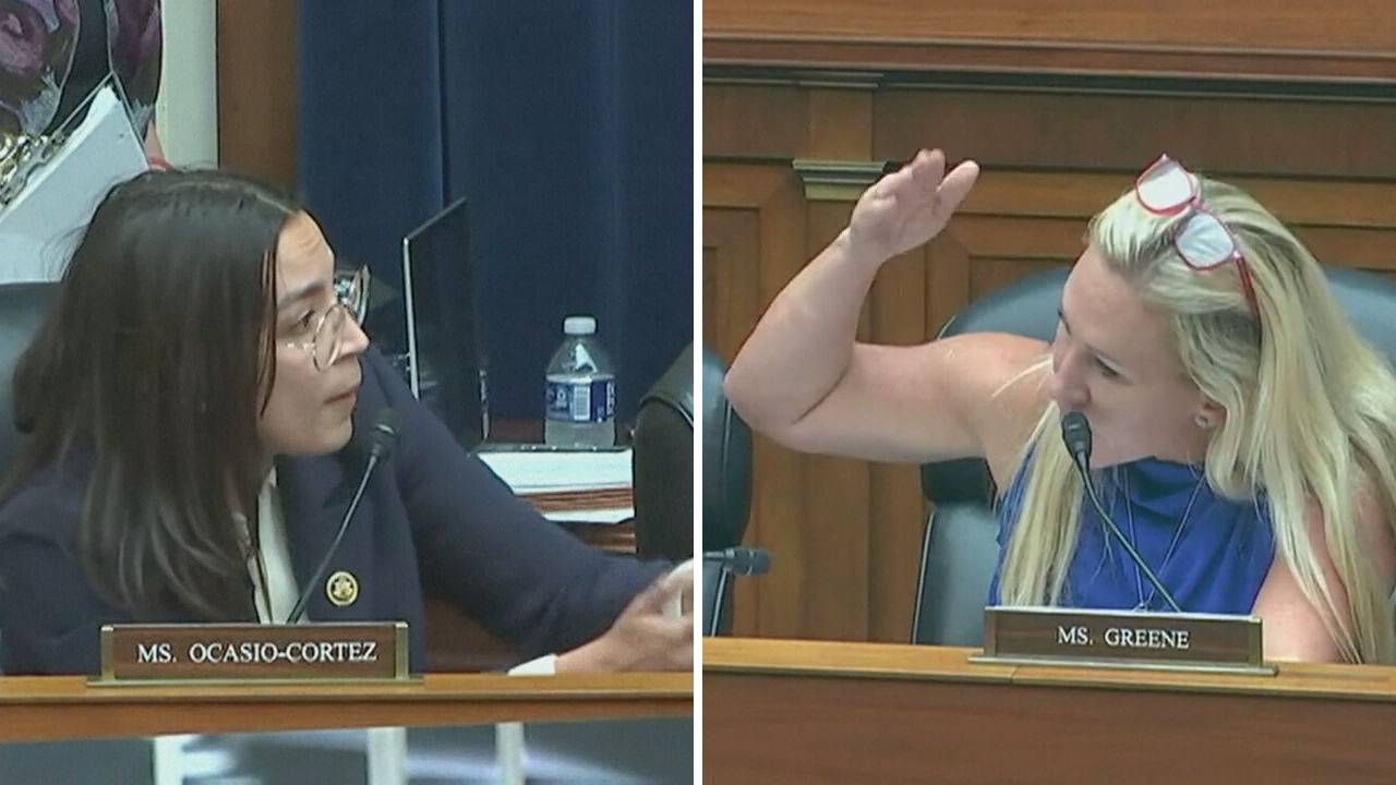 Marjorie Taylor Greene and Alexandria Ocasio-Cortez fight during House hearing